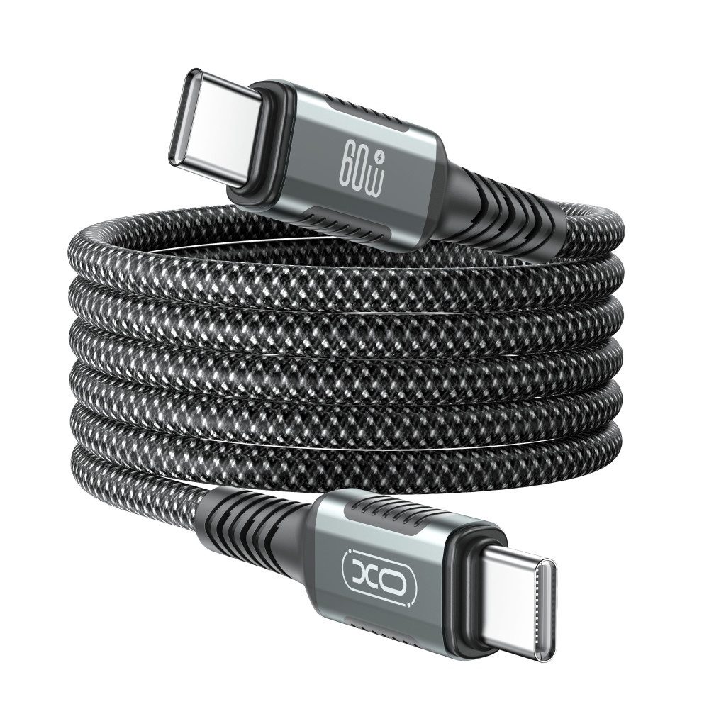 XO NB-Q267 Magnetic Braided Type-c to Type-c 60W Data Cable 1M Black - imagine 2