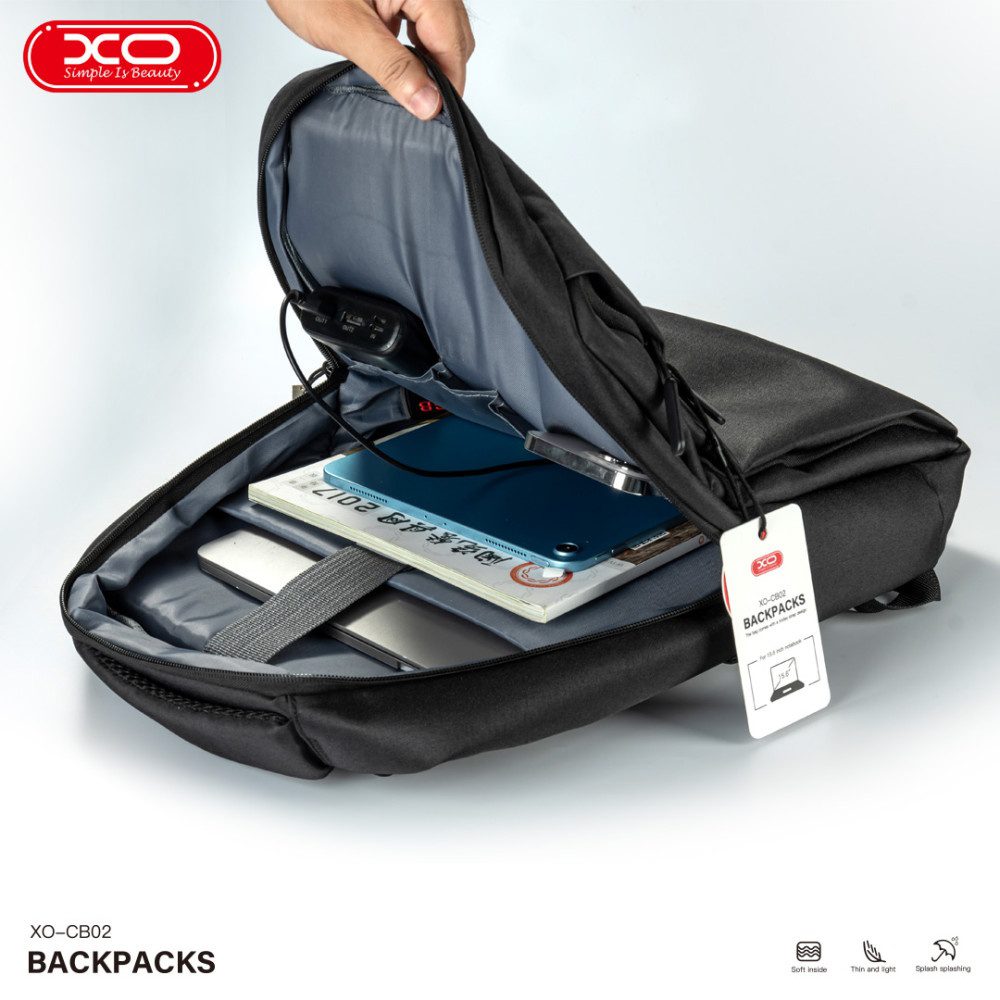 XO CB02 17″ Computer Shoulder Bag Black (Side USB Port, Quick Charge) Black - imagine 6