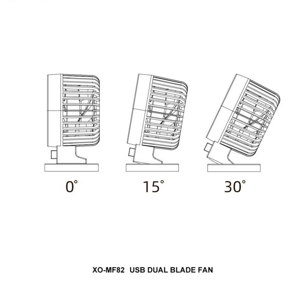 XO MF82 Desktop USB Dual Blade Fan Blue - imagine 4