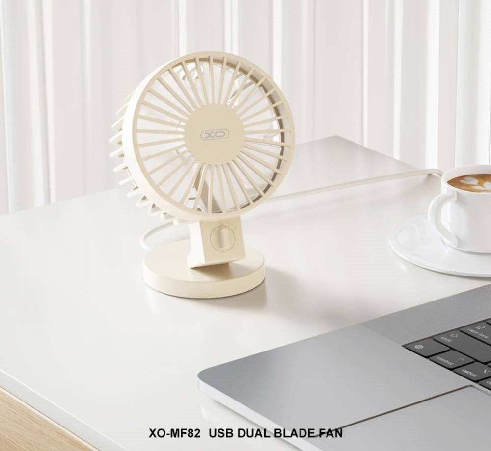 XO MF82 Desktop USB Dual Blade Fan Beige - imagine 3