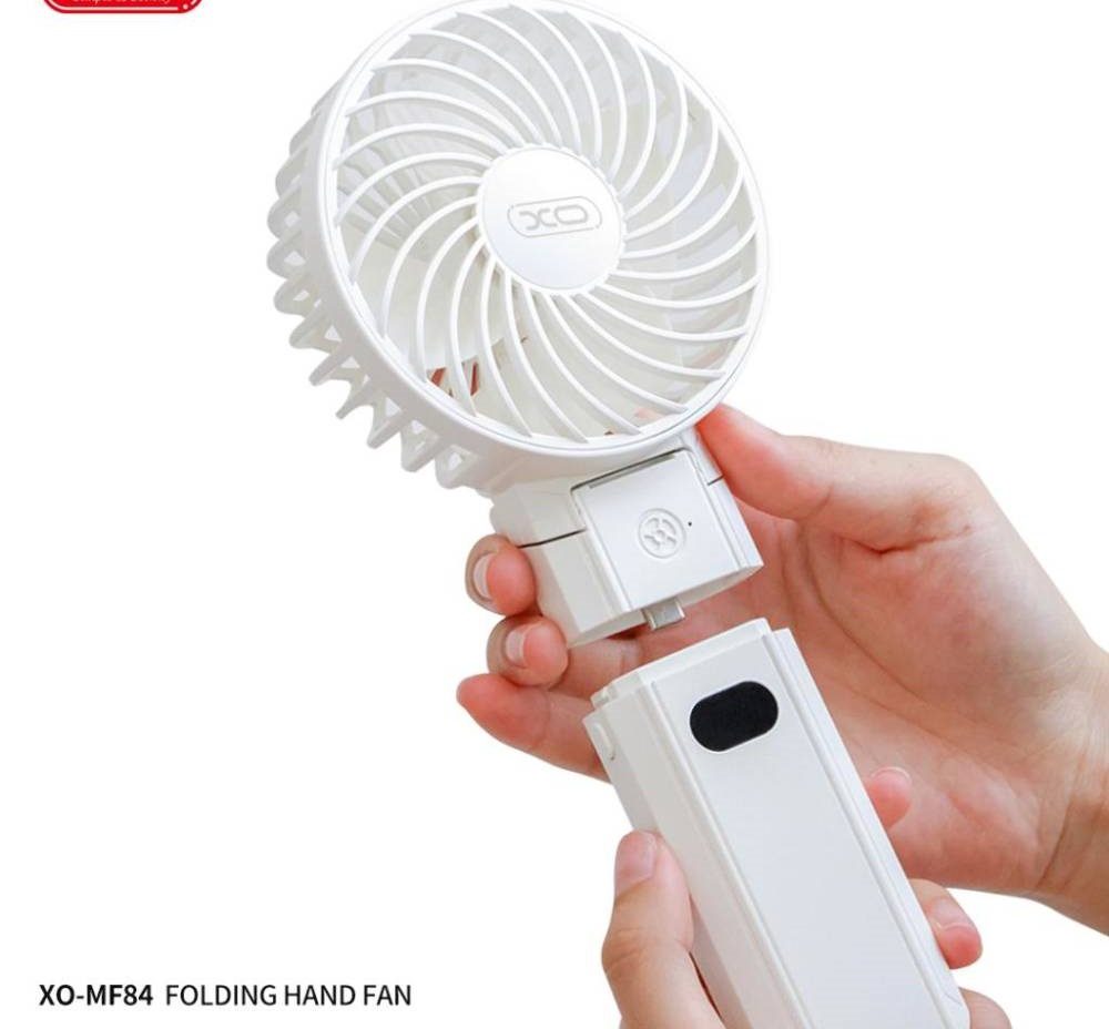 XO MF84 Charging Power Folding Handheld/Stand Fan 4000mAh White - imagine 2