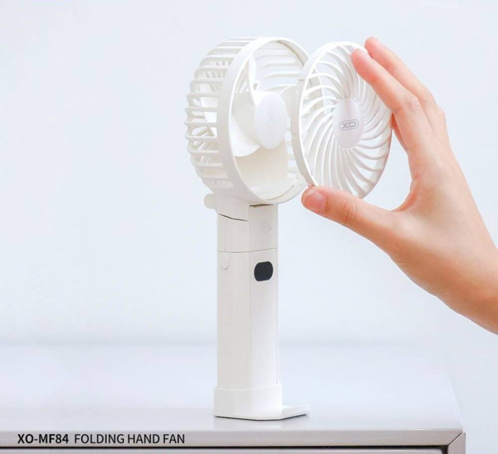 XO MF84 Charging Power Folding Handheld/Stand Fan 4000mAh White - imagine 3