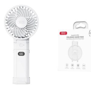 XO MF84 Charging Power Folding Handheld/Stand Fan 4000mAh White