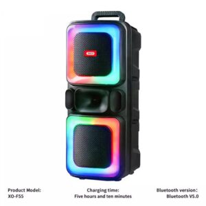 XO F55 Boat Boat 8″ Dual Speaker RGB Bluetooth Speaker 20W (with Remote Control + Wired Mic*1) Black