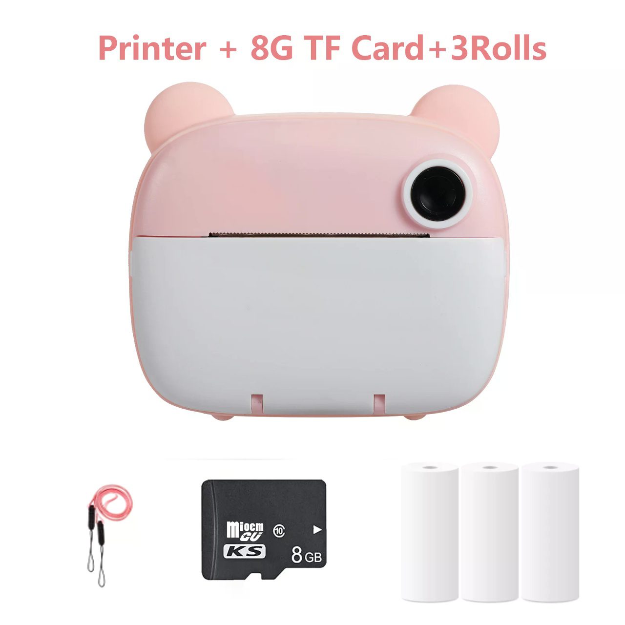 XO XJ04 front and rear dual camera children’s printing camera (Free 3 Rolls of Thermal Paper) pink - imagine 2