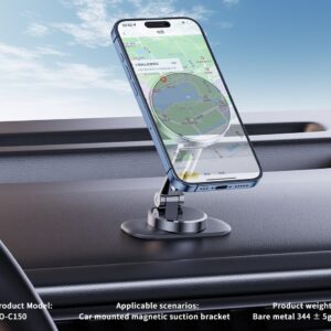 XO C150 Magnetic 360° rotating holder with metal base (with one large and one small round iron piece