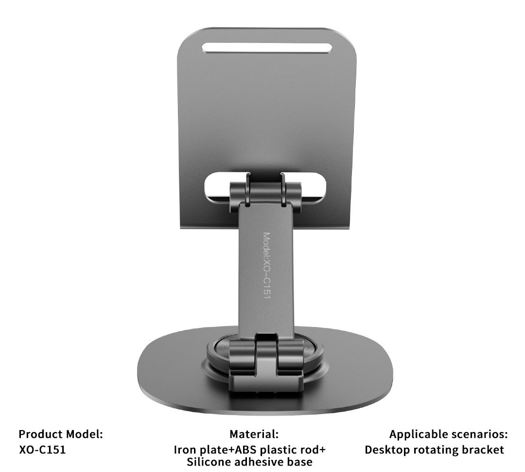 XO C151 Metal 360° Rotating Desktop Cell Phone Holder Black - imagine 2