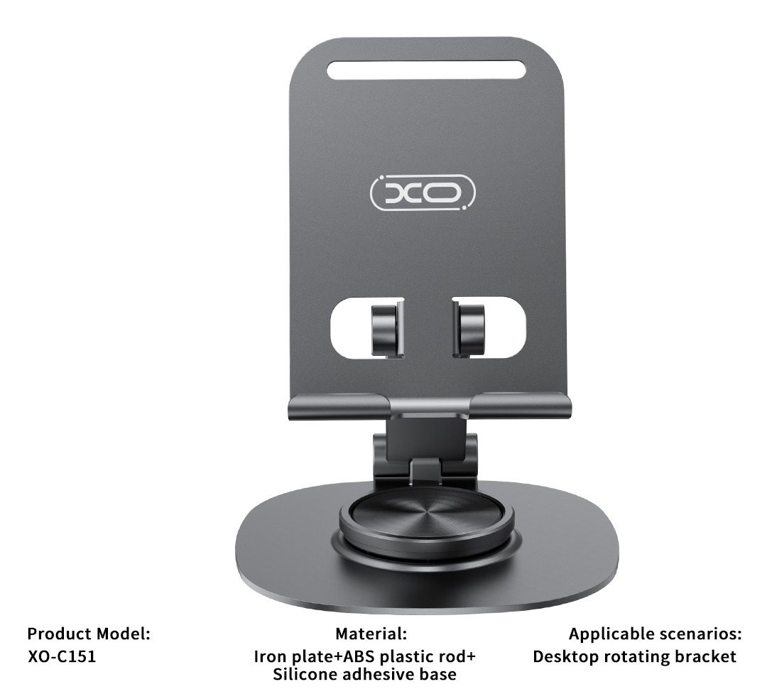 XO C151 Metal 360° Rotating Desktop Cell Phone Holder Black