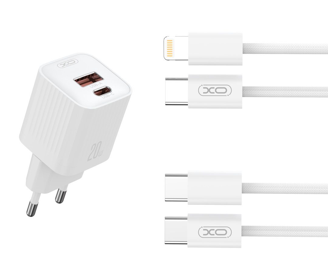 XO L147(EU) PD20W 1USB-A+1USB-C Charger White - imagine 2