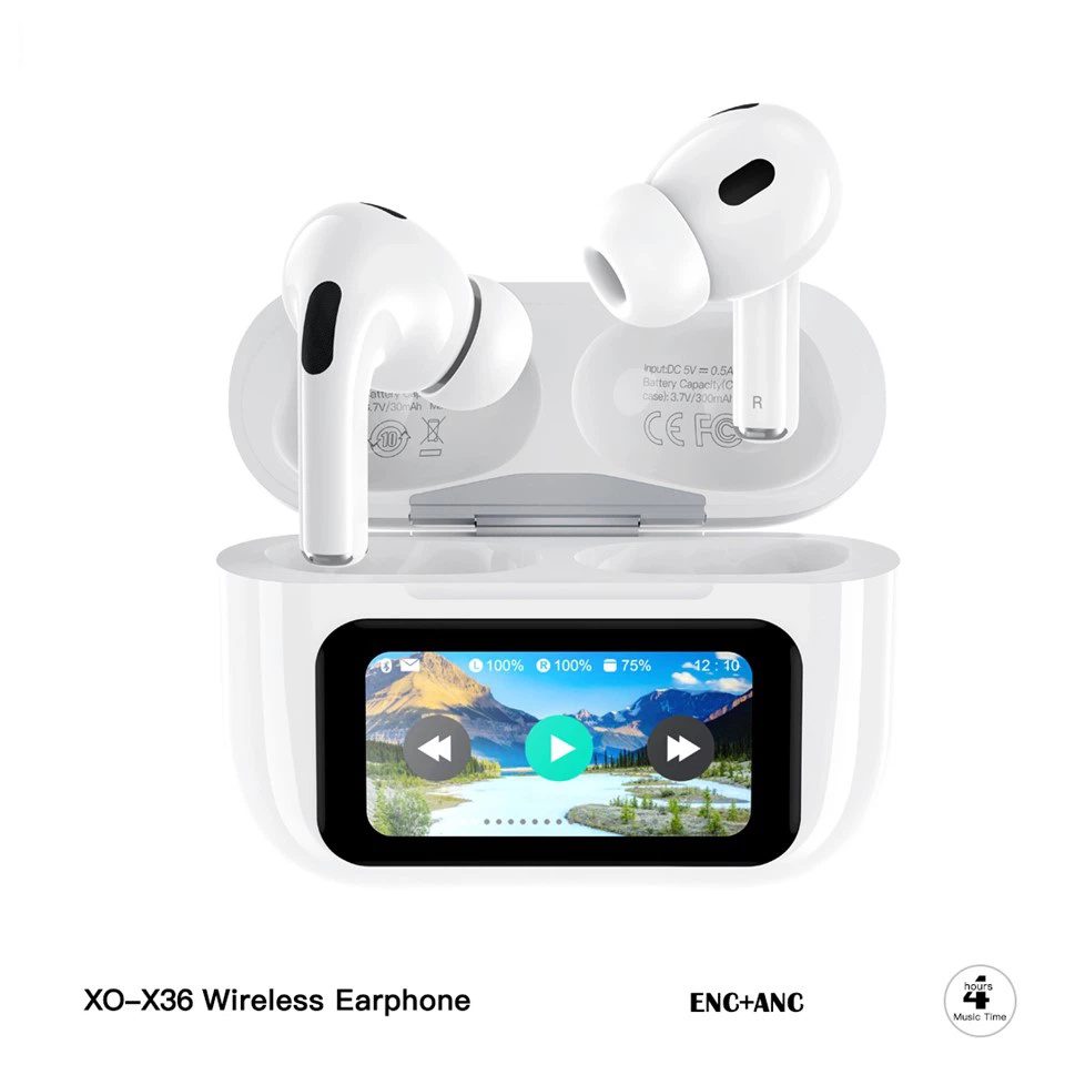 XO X36 Smart Screen ANC Active Noise Cancellation TWS Bluetooth Headset White - imagine 2