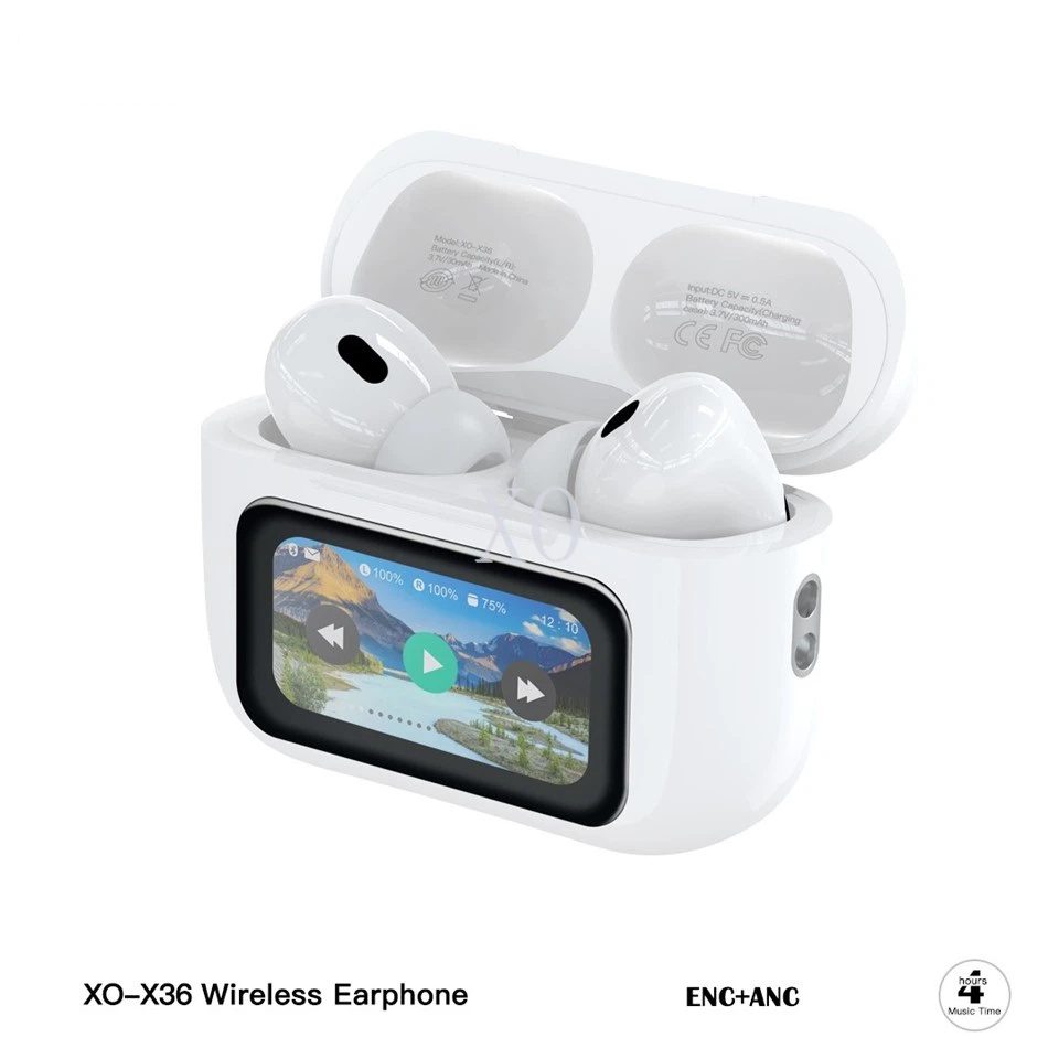 XO X36 Smart Screen ANC Active Noise Cancellation TWS Bluetooth Headset White - imagine 3
