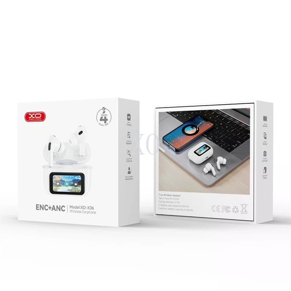 XO X36 Smart Screen ANC Active Noise Cancellation TWS Bluetooth Headset White - imagine 4