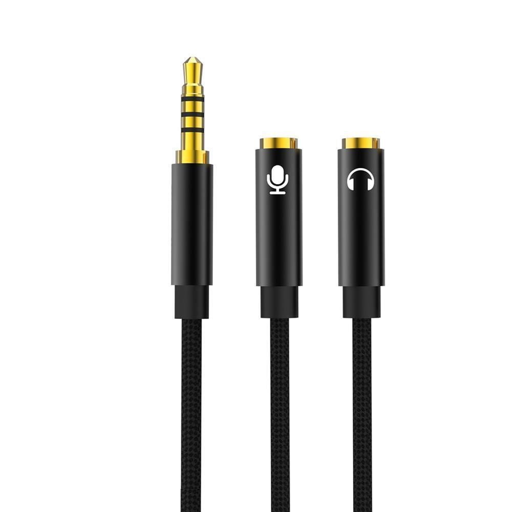XO NB-R197 2 IN 1 3.5mm to audio+microphone converter Black - imagine 2