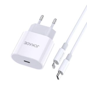 JOKADE JB010 CHENGYUN series single port intelligent PD25W charger set (Type-C to lightning)(EU) White