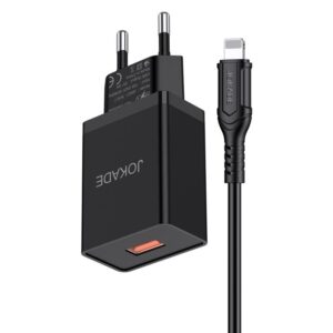 JOKADE JB048 MIGAO Series Single Port Smart Charger Set (European Standard) Lightning Black
