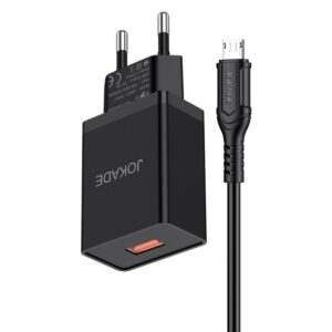 JOKADE JB048 MIGAO Series Single Port Smart Charger Set (European Standard) Micro) Black