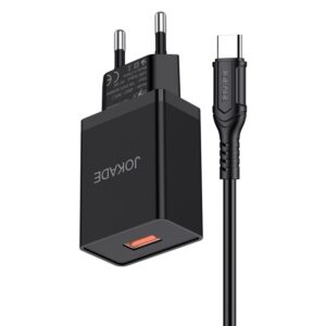 JOKADE JB048 MIGAO Series Single Port Smart Charger Set (European Standard) Type-C) Black