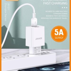 JOKADE JB121 ZHONGKAI series dual port charger set USB to Lightning (EU) White