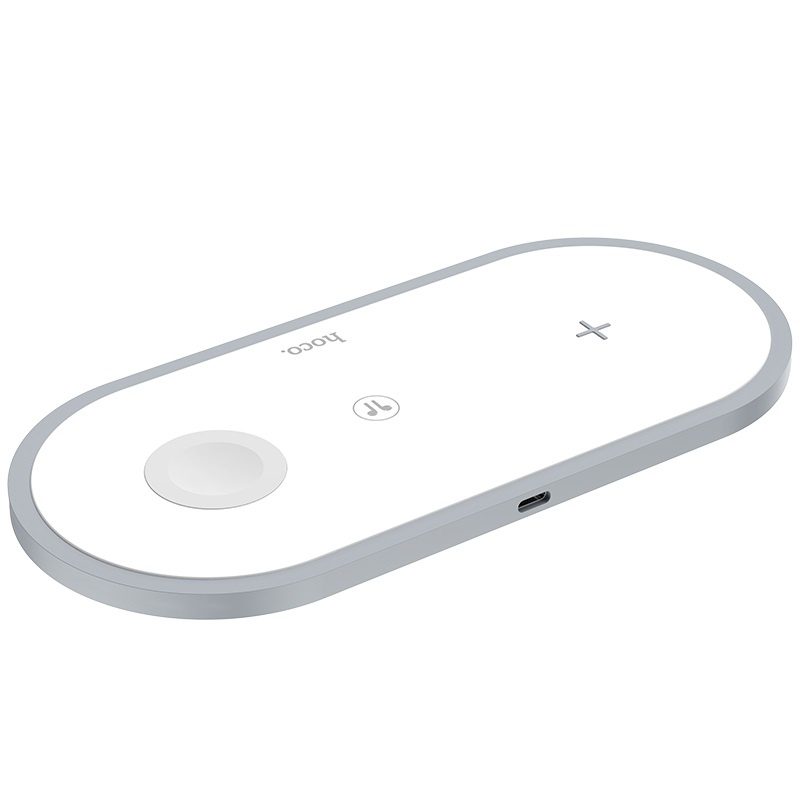 Hoco CW24 Handsome 3-in-1 wireless fast charger white - imagine 3
