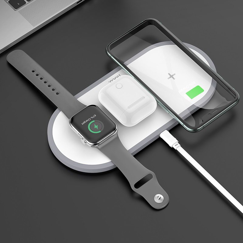 Hoco CW24 Handsome 3-in-1 wireless fast charger white