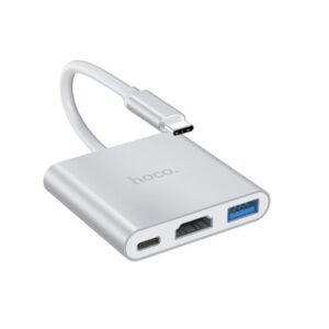 Hoco HB14 Easy use Type-C adapter(Type-C to USB3.0+HDTV+PD) silver