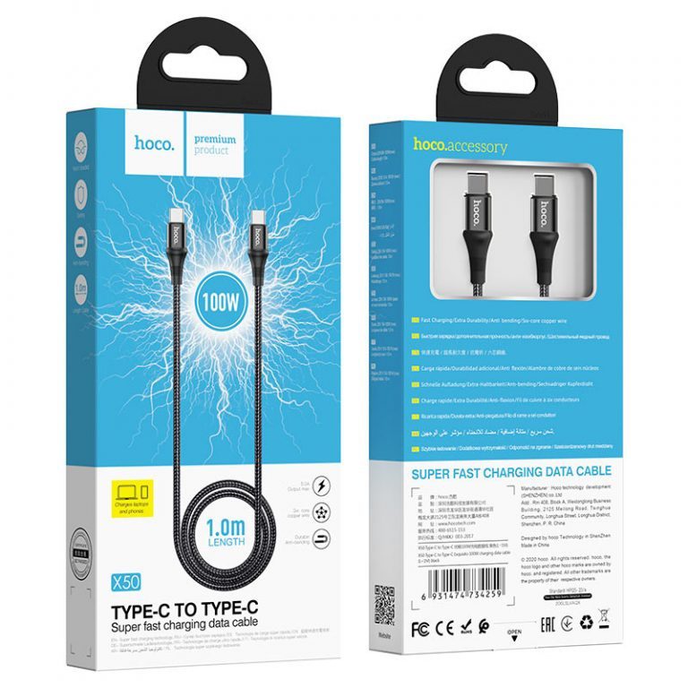 Hoco X50 Type-C to Type-C Exquisito 100W charging data cable(L=1M) black - imagine 6