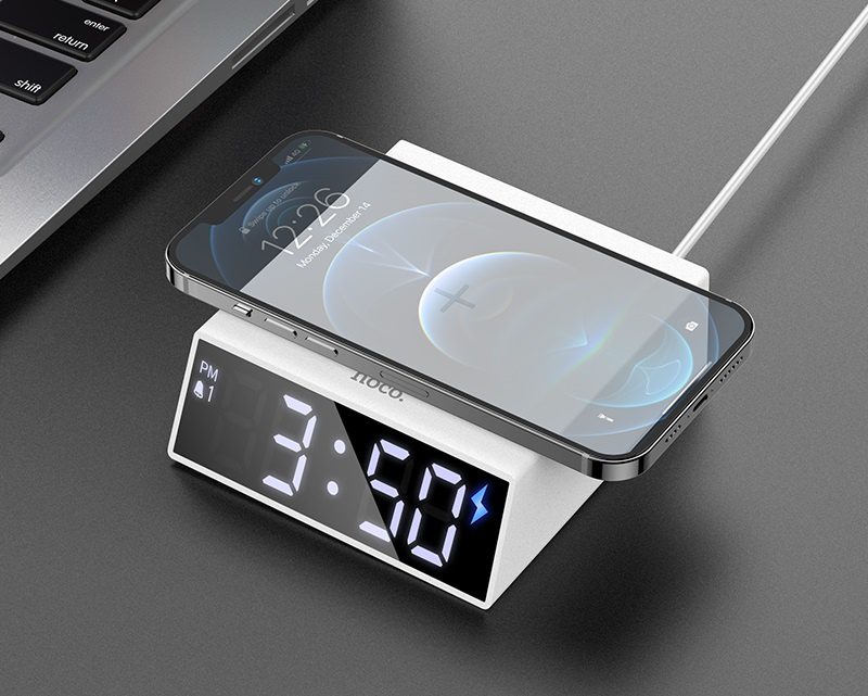 Hoco DCK1 Clock with Wirelss Charging (Plastic verison) - imagine 5