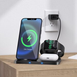 Hoco CW33 Ultra-Charge 3-in-1 vertical wireless fast charger black