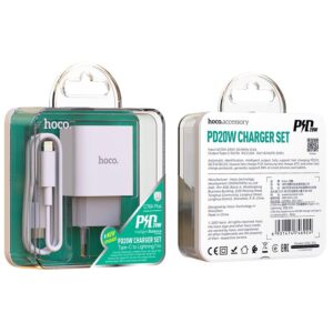 Hoco C76A Plus Speed source PD20W charger set(C to iP)(EU) white