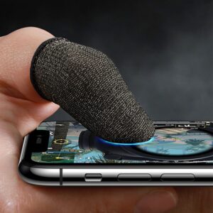 Hoco GM4 Phantom Superconducting fiber mobile game finger cots(silver Fiber) black and silver