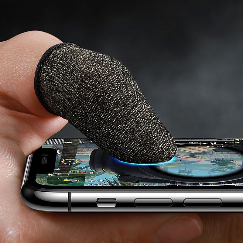 Hoco GM4 Phantom Superconducting fiber mobile game finger cots(silver Fiber) black and silver