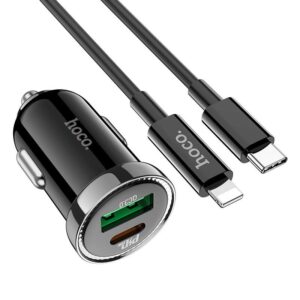 Hoco Z44 Leading PD20W+QC3.0 car charger set(Type-C to iP) black