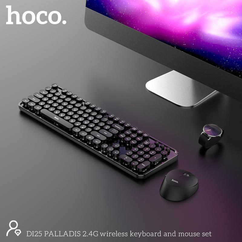 Hoco DI25 PALLADIS 2.4G wireless keyboard and mouse set(English and Russian version) black - imagine 2