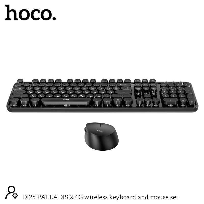 Hoco DI25 PALLADIS 2.4G wireless keyboard and mouse set(English and Russian version) black - imagine 3