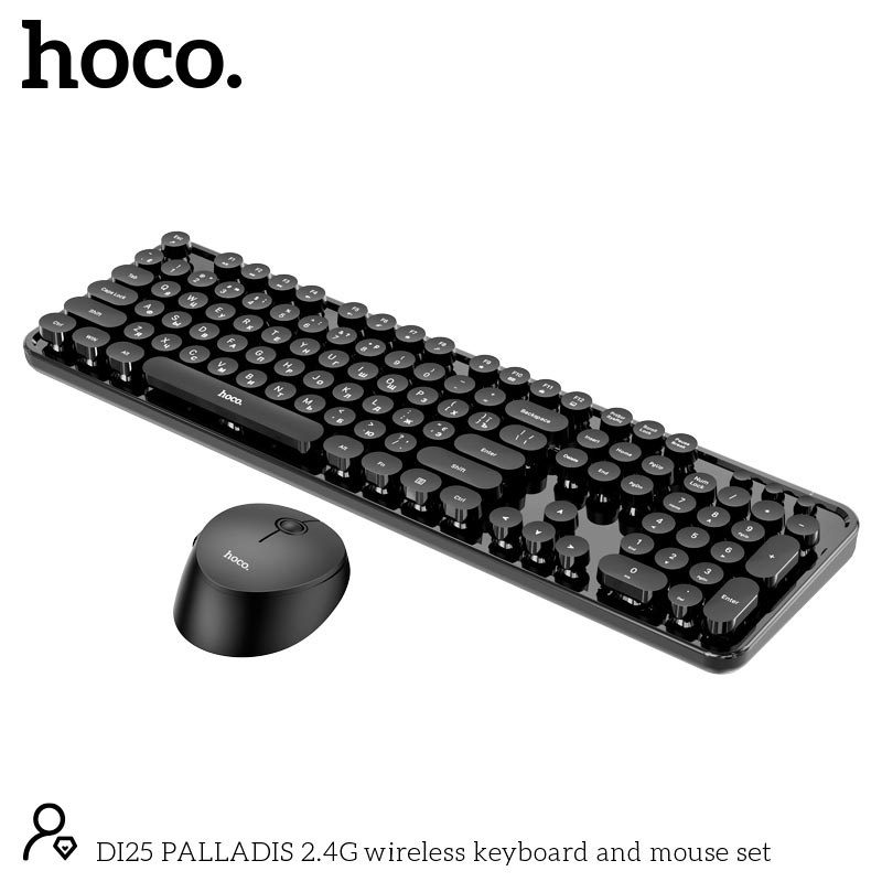 Hoco DI25 PALLADIS 2.4G wireless keyboard and mouse set(English and Russian version) black - imagine 4