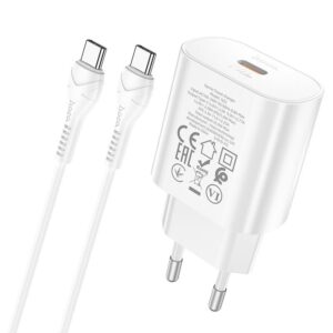 Hoco N22 Jetta PD25W charger set(Type-C to Type-C)(EU) white
