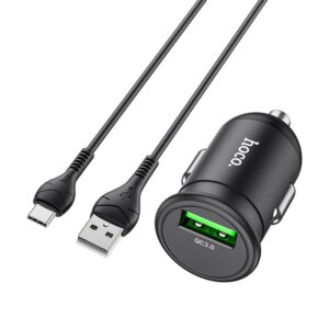 Hoco Z43 Mighty single port QC3.0 car charger set(Micro) black