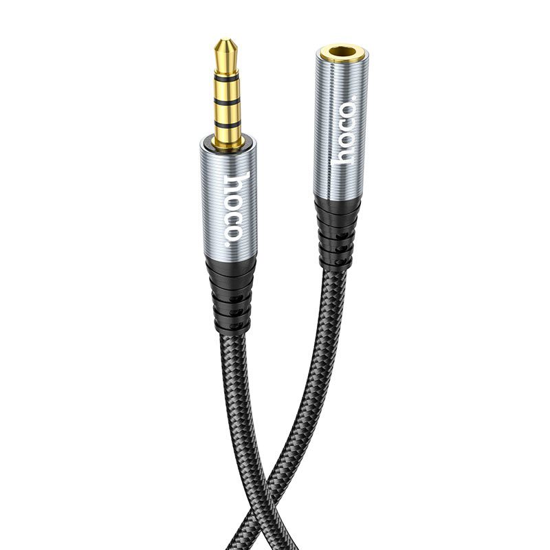 Hoco UPA20 3.5 audio extension cable male to female(L=1M) metal gray - imagine 3