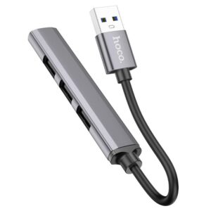 Hoco HB26 4 in 1 adapter(USB to USB3.0+USB2.0*3) metal gray