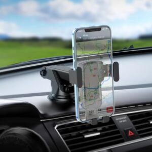 Hoco CA104 vertical and horizontal telescopic gravity vehicle holder black metal gray