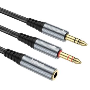 Hoco UPA21 2-in-1 3.5 headset audio adapter cable(female to 2*male) metal gray
