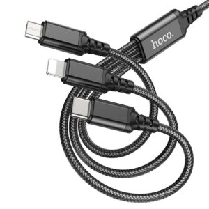 Hoco X76 3-in-1 Super charging cable(iP+Type-C+Micro) black