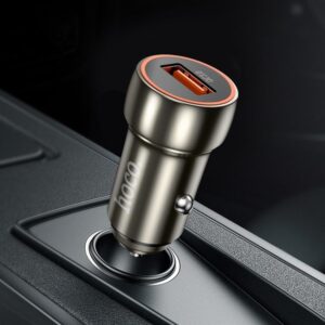 Hoco Z46 Blue shield single port QC3.0 car charger metal gray