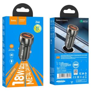 Hoco Z46A Blue whale PD20W+QC3.0 car charger metal gray