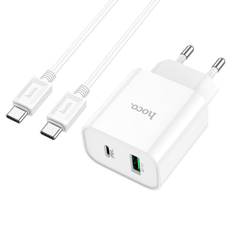 Hoco C80A Plus Rapido PD20W+QC3.0 charger(EU) white - imagine 3