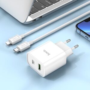 Hoco C80A Plus Rapido PD20W+QC3.0 charger set(C to iP)(EU) white