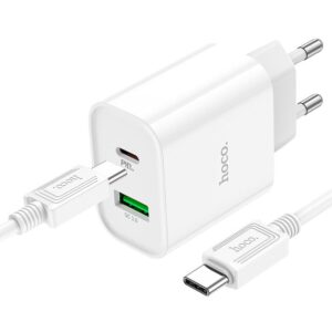 Hoco C80A Plus Rapido PD20W+QC3.0 charger set(Type-C to Type-C)(EU) white