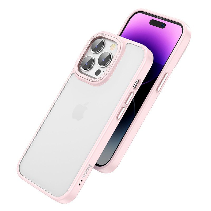 Hoco Golden shield frosted protective case for iP14 pink