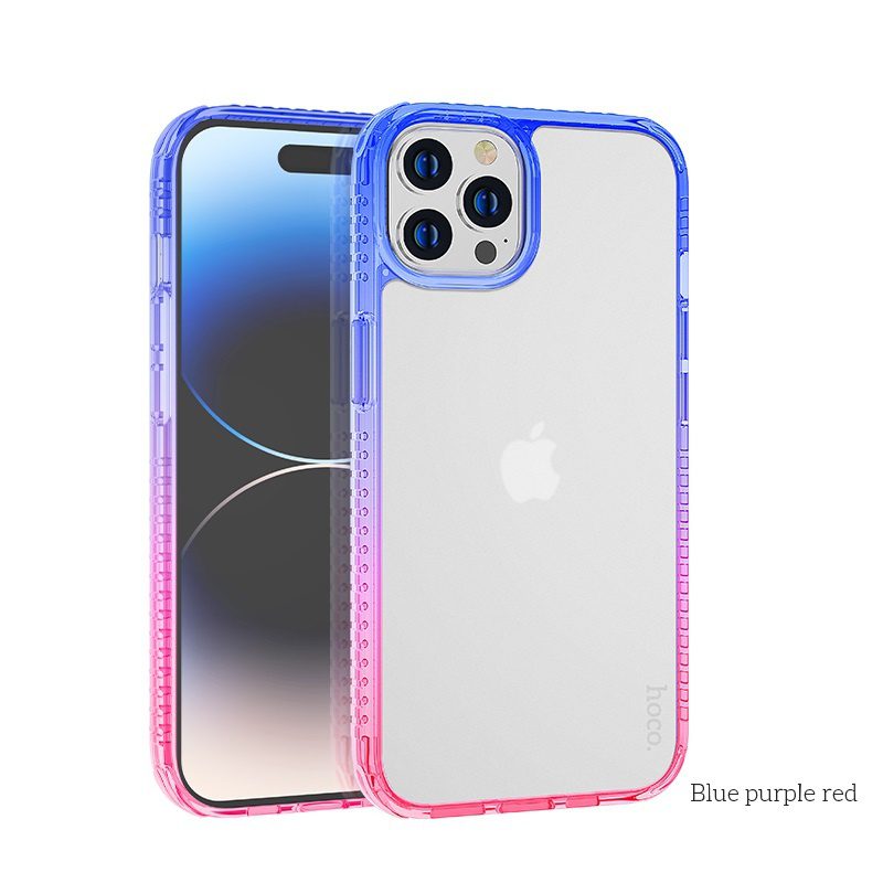 Hoco Crystal color skin feel case for iP14 Plus blue purple red
