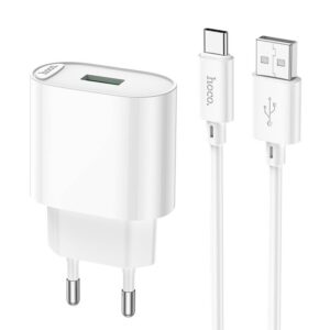 Hoco C109A Fighter single port QC3.0 charger set(Type-C)(EU) white
